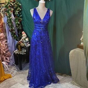 Dazzling Royal Blue Sequin Maxi Dress